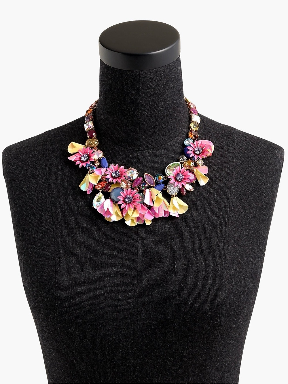 J.Crew Necklace Vibrant Fuchsia Floral w/Crystals - Picture 2 of 3